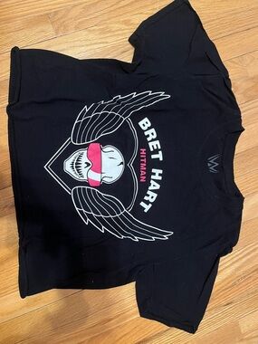 WWE Bret Hart Black Crop Top with Pink Accent